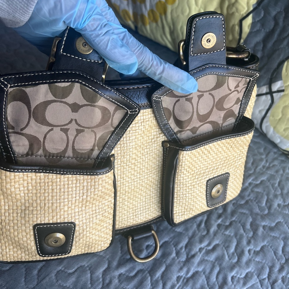 Coach legacy Leather and Straw Shoulder Bag - Picture 14 of 16